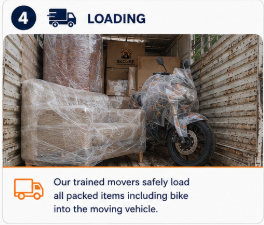 Step 4 Loading - trained movers safely load all packed items including your bike into the moving vehicle