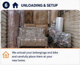 Step 6 Unloading and setup - we unload your belongings and place them carefully at your new home